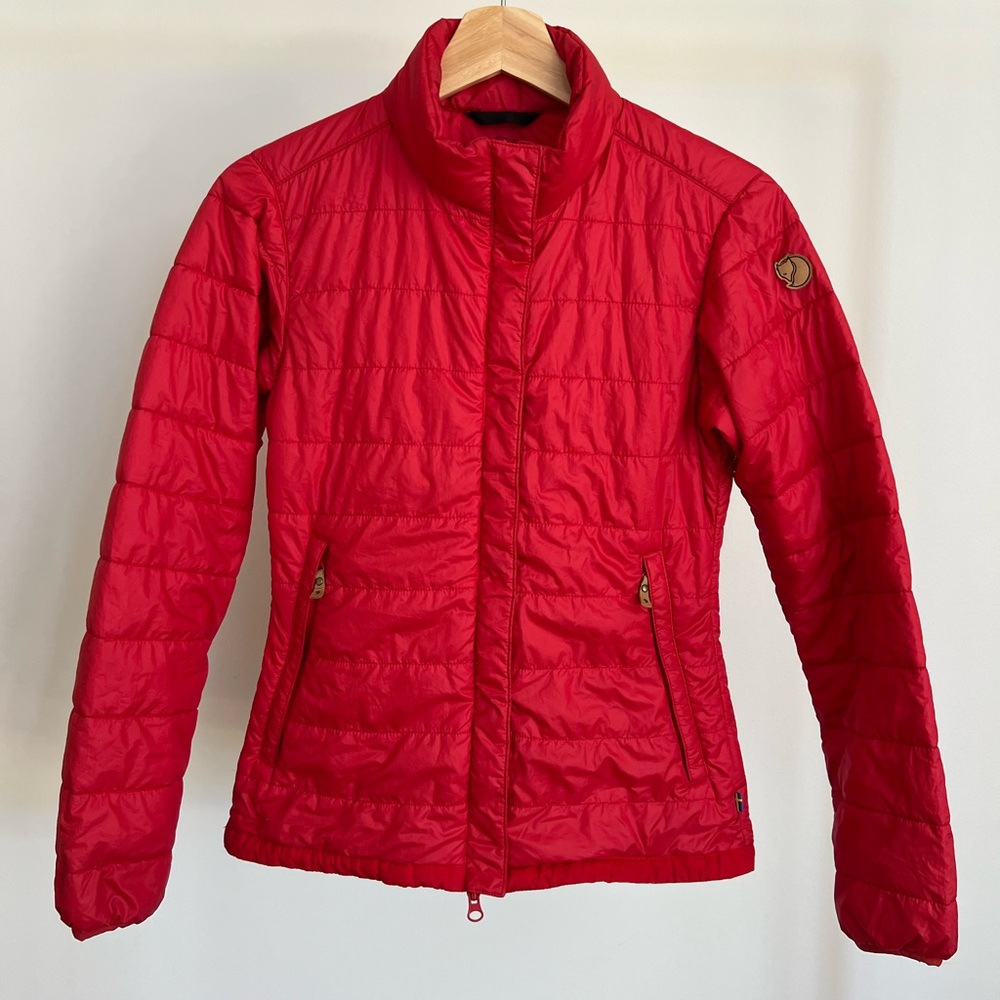 Red Fjallraven Light Quilted Down Jacket